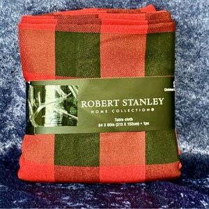 Robert Stanley Home Collection Tablecloth Black &‎ Red Buffalo Check 84”x60” NWT